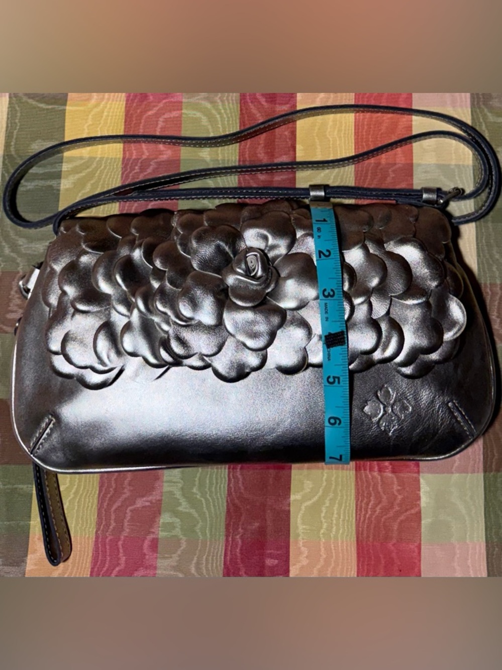 Patricia Nash Metallic Floral Leather Clutch Crossbody - Picture 5 of 9